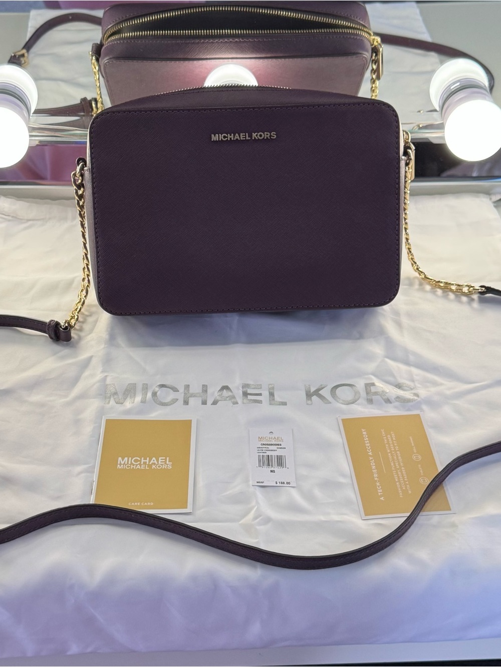 MICHAEL KORS Plum Saffiano Leather Crossbody Bag